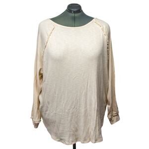 Women's Plus Size Shirt 4X LAUREN CONRAD Ivory Cotton Blend Tunic Top Blouse